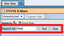 Find in Document options