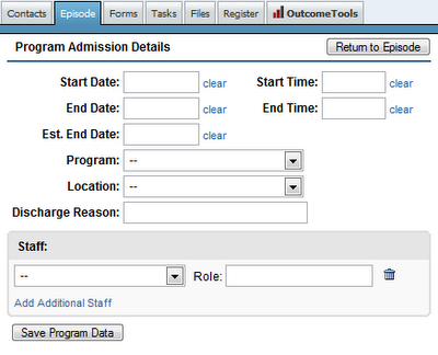 Add Program screen