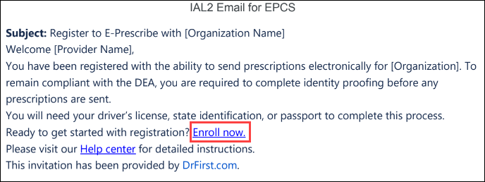 Enroll now link in email
