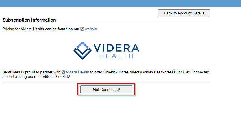 Subscription Information section with Get Connected button