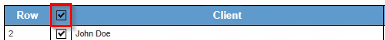 Screenshot showing client selection checkboxes for import