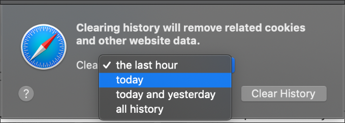 Screenshot showing time range selection in Safari.
