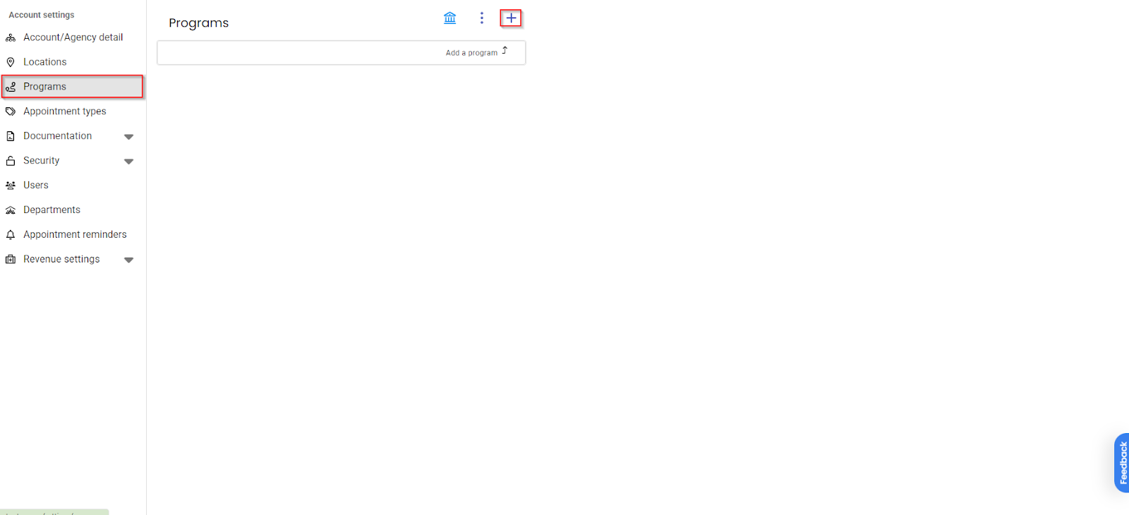 Programs tab in Settings