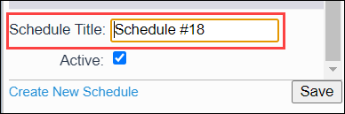 Screenshot showing where to enter the Schedule Title.