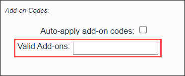 Screenshot showing the Add-on Codes section.
