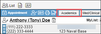 Academics button