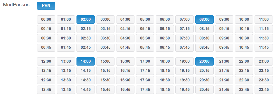 Screenshot showing MedPasses time selection