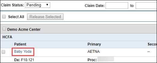 Patient name link