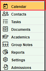 Screenshot showing the Calendar tab.