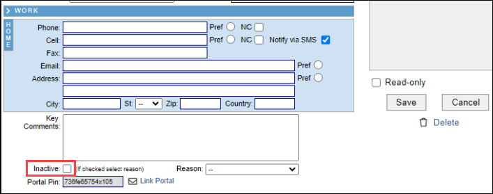 Inactive checkbox
