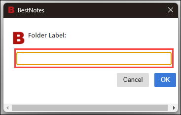 Folder Label input field