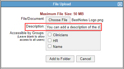 Description field