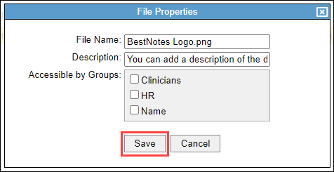 Save button