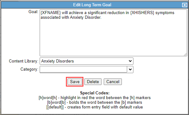 Screenshot showing the 'Save' button after editing.