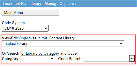 Screenshot showing content library and search options.