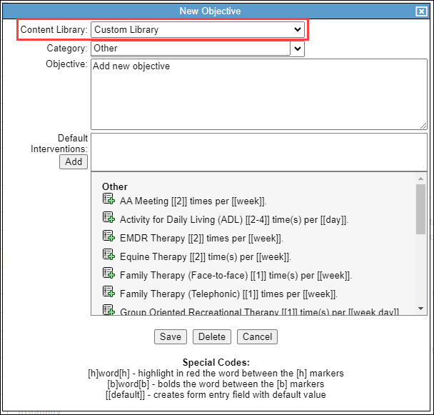 Screenshot showing 'Content Library' selection.