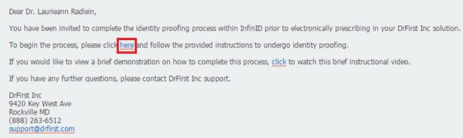 Screenshot of IDP Invitation email with a link to begin the process.
