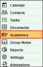 Academics tab