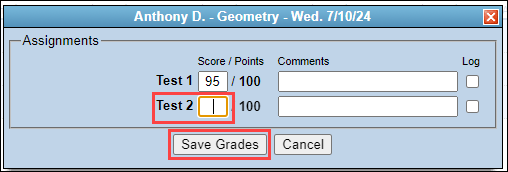 Remove score and Save Grades button