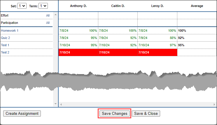 Save Changes button