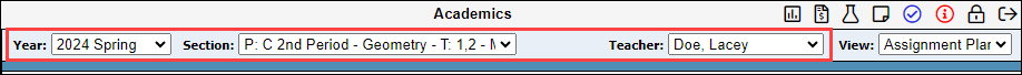 Teacher, Section, and Year selection for Assignment Plans