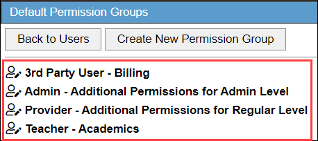 Select a permission group to update