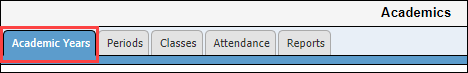 Academic Years tab