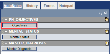 Selecting an AutoNote from the list