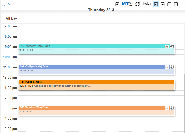 Screenshot of overlay calendar view with faded appointments