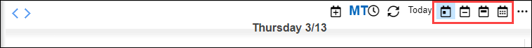 Screenshot of calendar view options