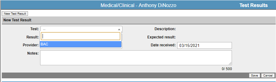Select a test