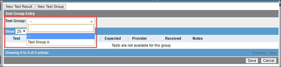 Select a test group