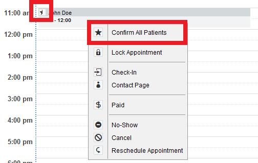 Right-click menu showing confirm all contacts option
