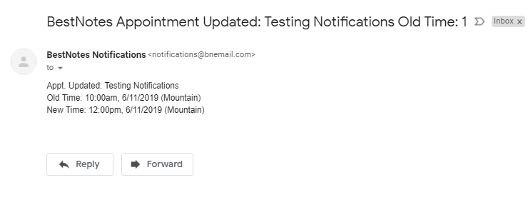 Email notification example.