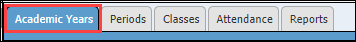 Academic Years tab