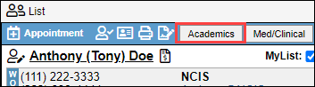 Student chart Academics tab
