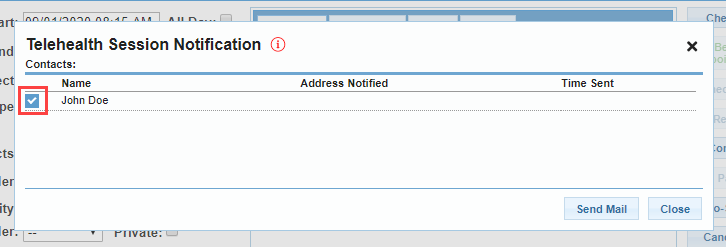 Checkboxes next to contact names