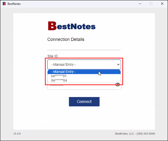 Site ID dropdown
