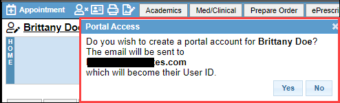 Create portal account confirmation