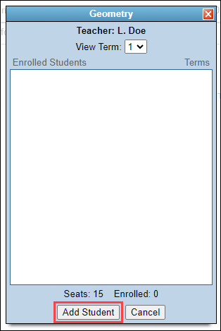 Add Student button
