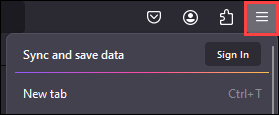 Firefox hamburger menu