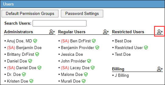 Selecting Restricted Users type