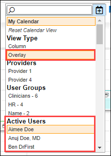 Multiple calendar overlay view