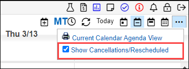 Include cancellations checkbox