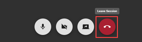 Screenshot of telehealth session with 'Leave Session' button