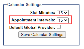 Appointment Interval setting