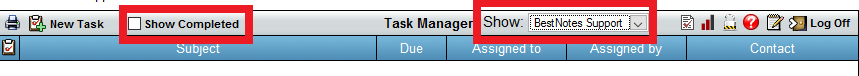 Task Manager with Show Completed checkbox
