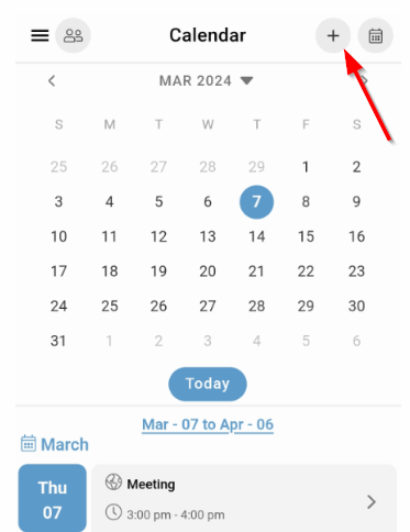 Mobile calendar appointment details screen