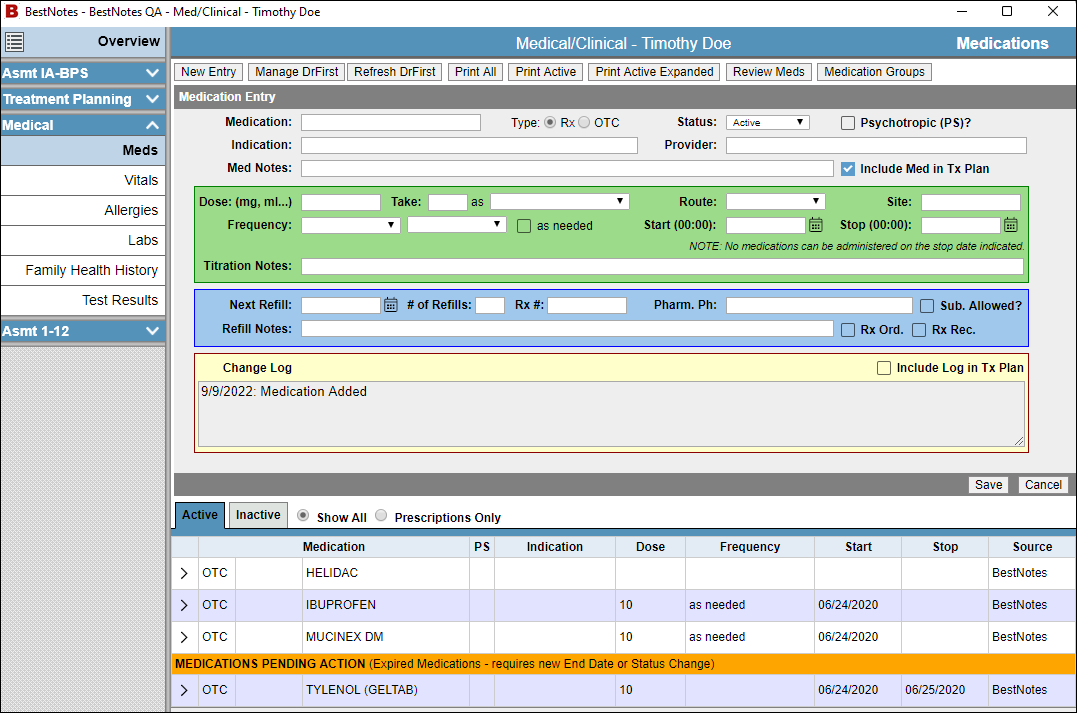 Meds tab