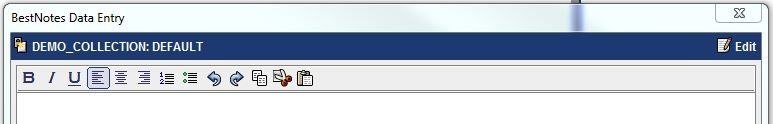 Blank data entry window with Edit icon